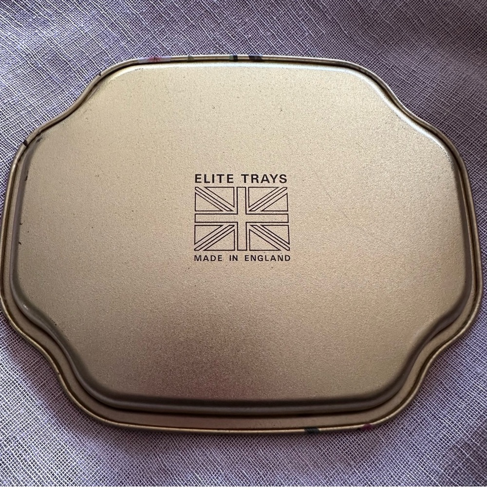 Vintage Gold Decorative Tray with Bird and Floral Design from England - Picture 3 of 4